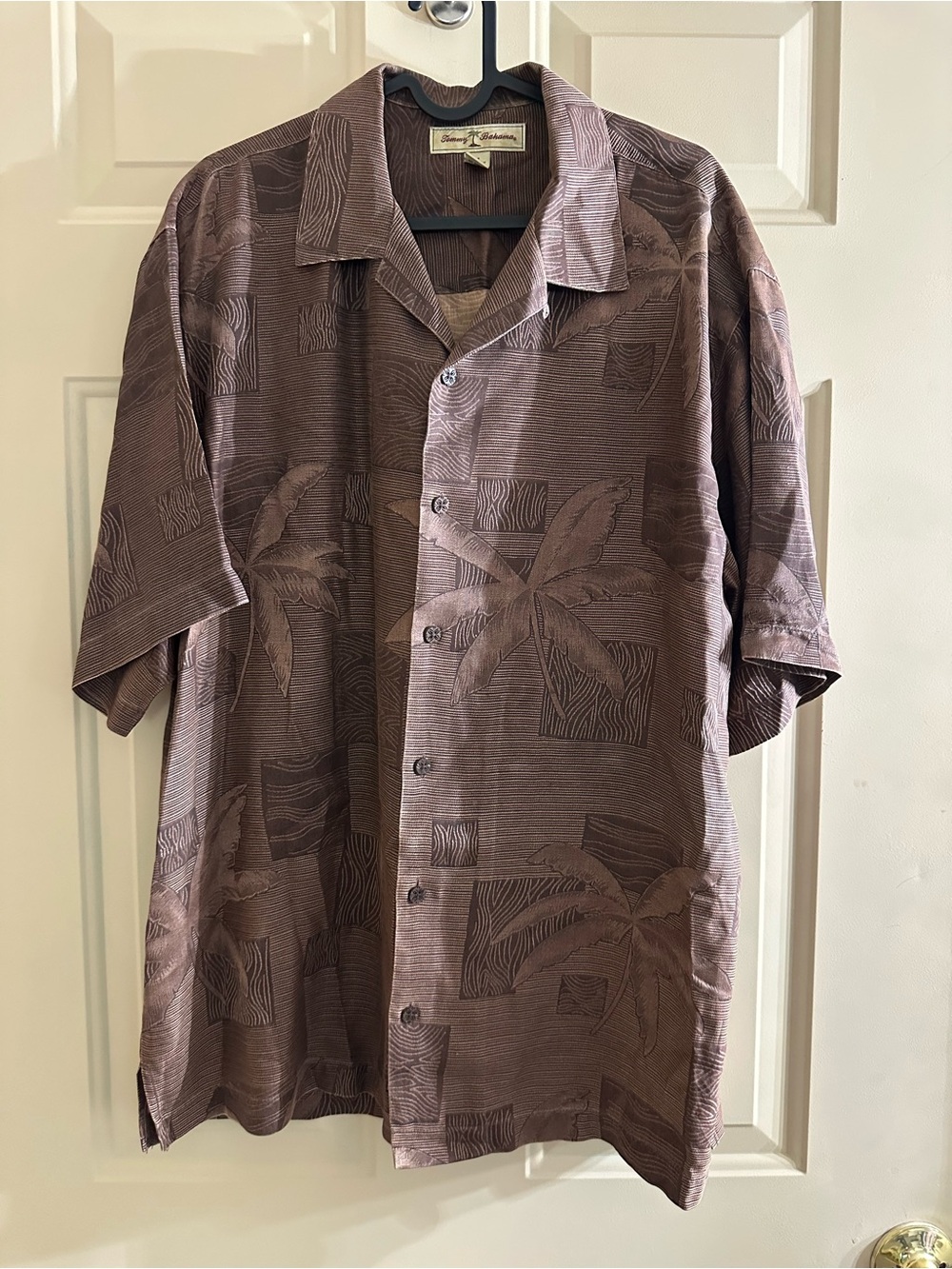 Tommy Bahama Brown Palm-Print Short-Sleeve Camp Shirt